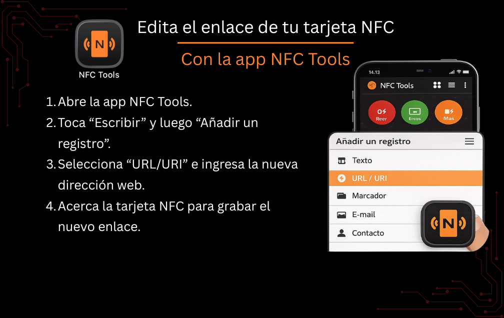 Edita el enlace de tu tarjeta NFC