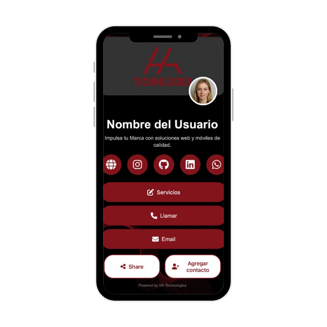 Landing page digital profesional para tarjeta NFC